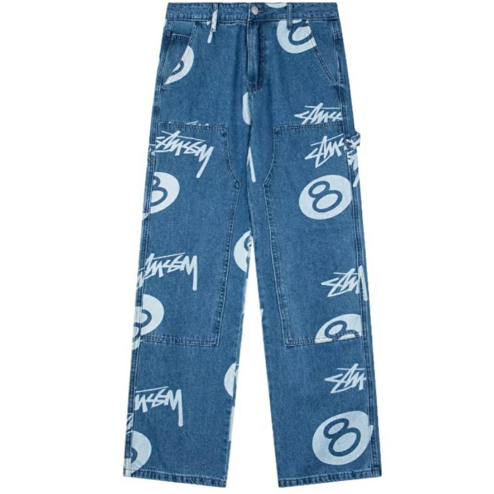 Stussy Blue Denim Jeans with White Logos
